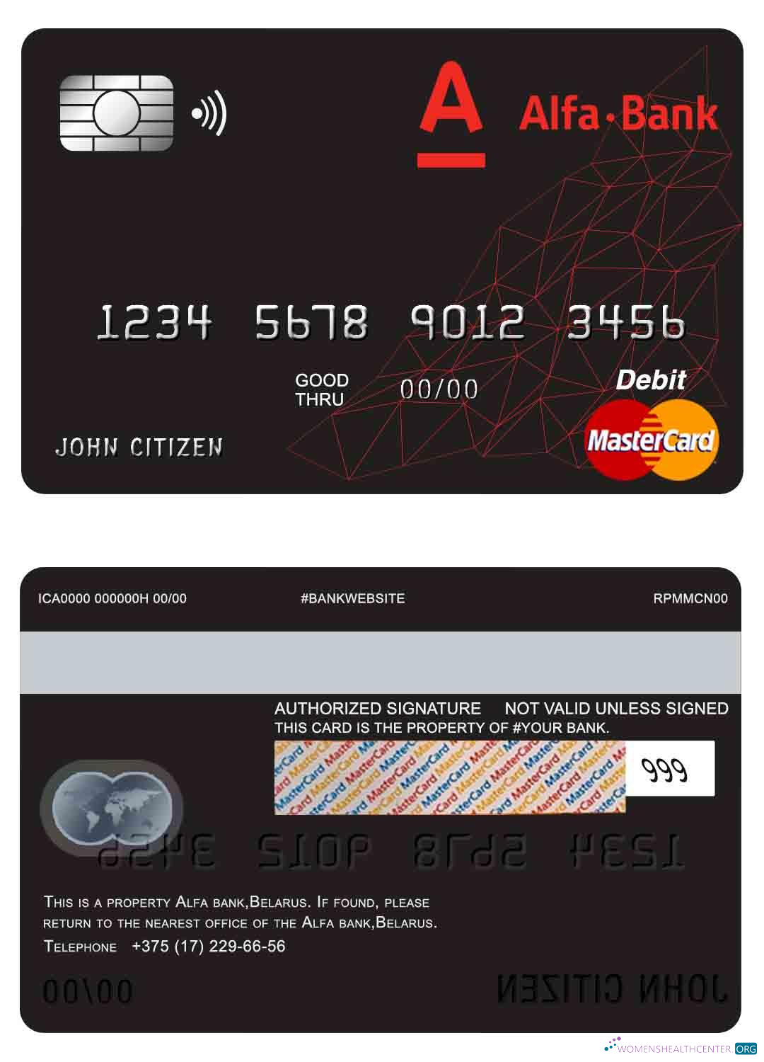 Download Belarus Alfa bank master debit card Photoshop template